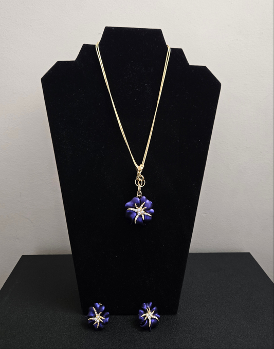 Elegant Purple Flower Necklace & Earring Set