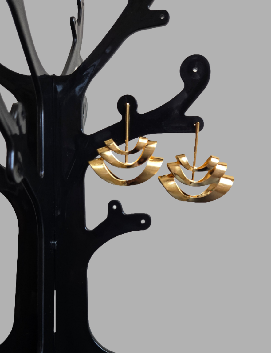 Modern Geometric Gold Dangle Earrings