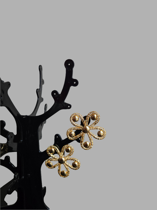 Gold Floral Statement Earrings
