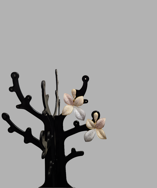 Tri-Tone Petal Elegance Earrings