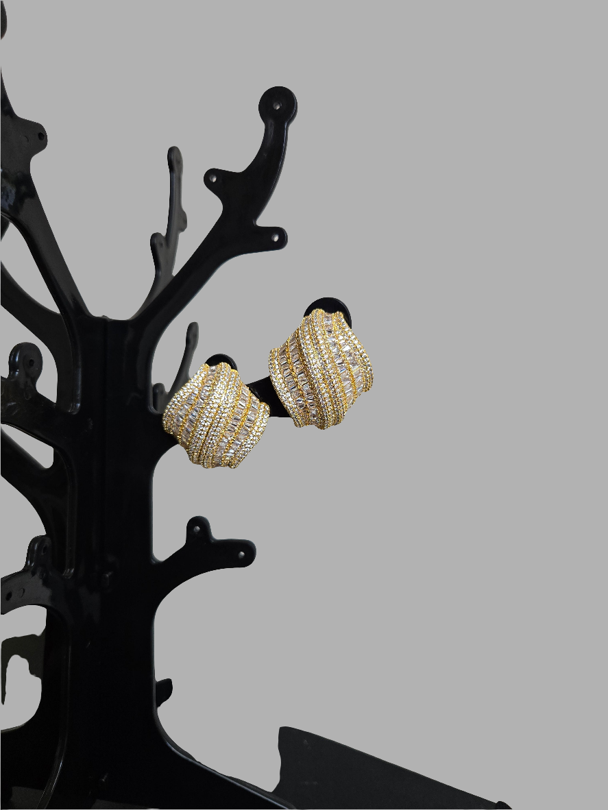 Gold-Tone Zirconia Wave Earrings