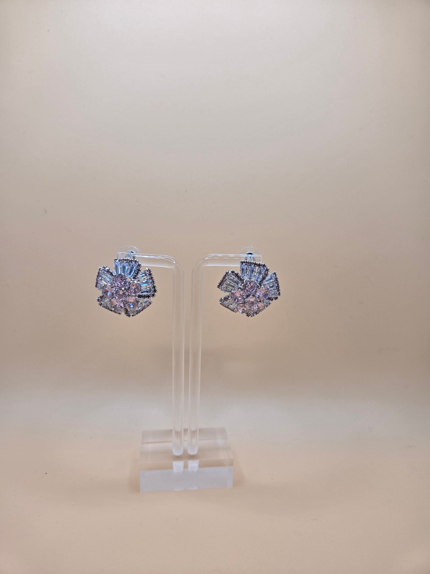 Elegant Crystal Flower Stud Earrings