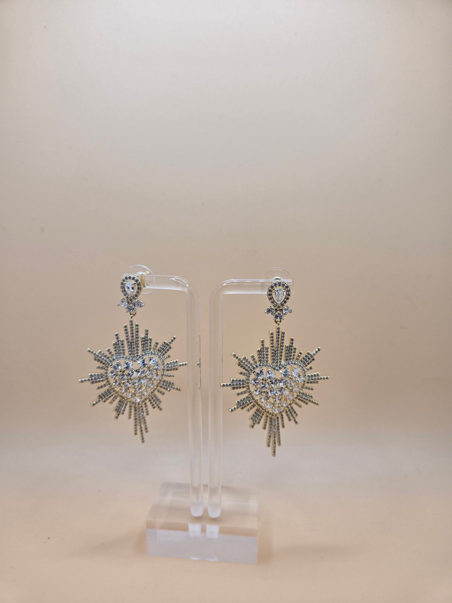 Luxury Heartburst Crystal Drop Earrings