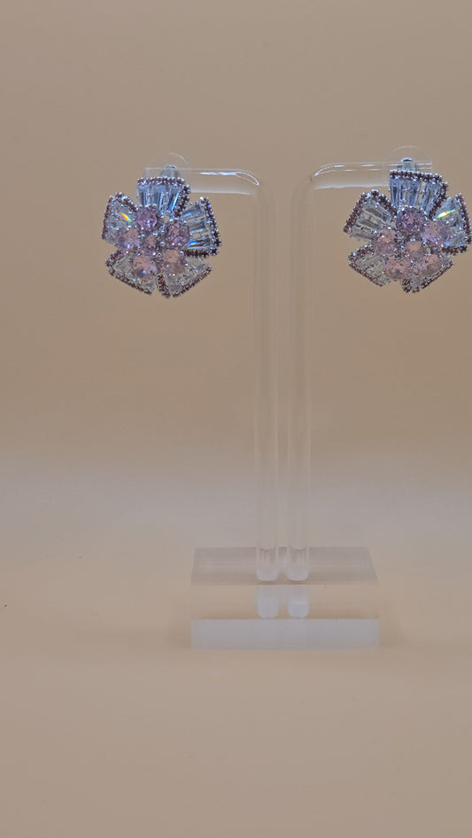Elegant Crystal Flower Stud Earrings
