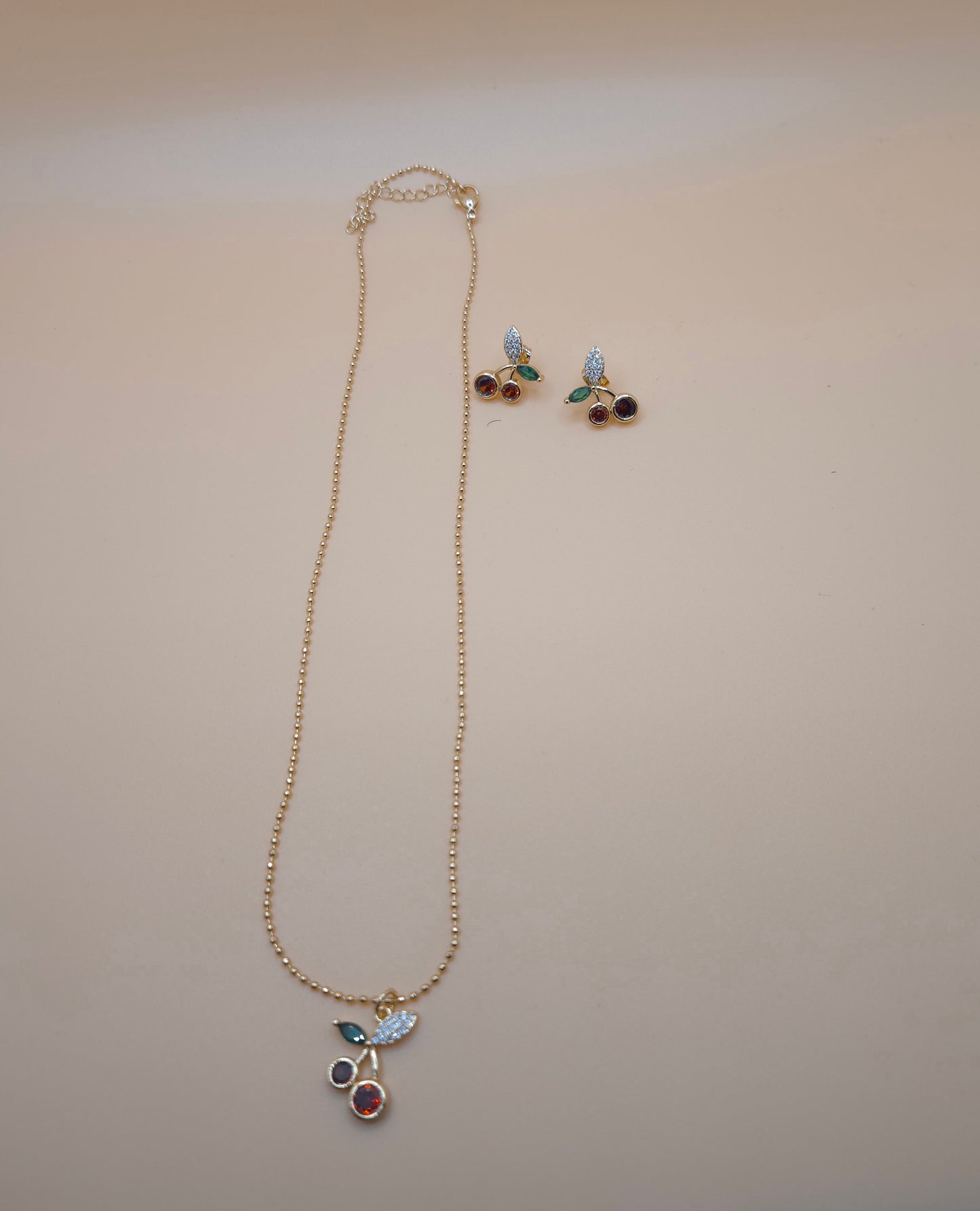 Cherry Blossom Gold Necklace, Pendant & Earring Set