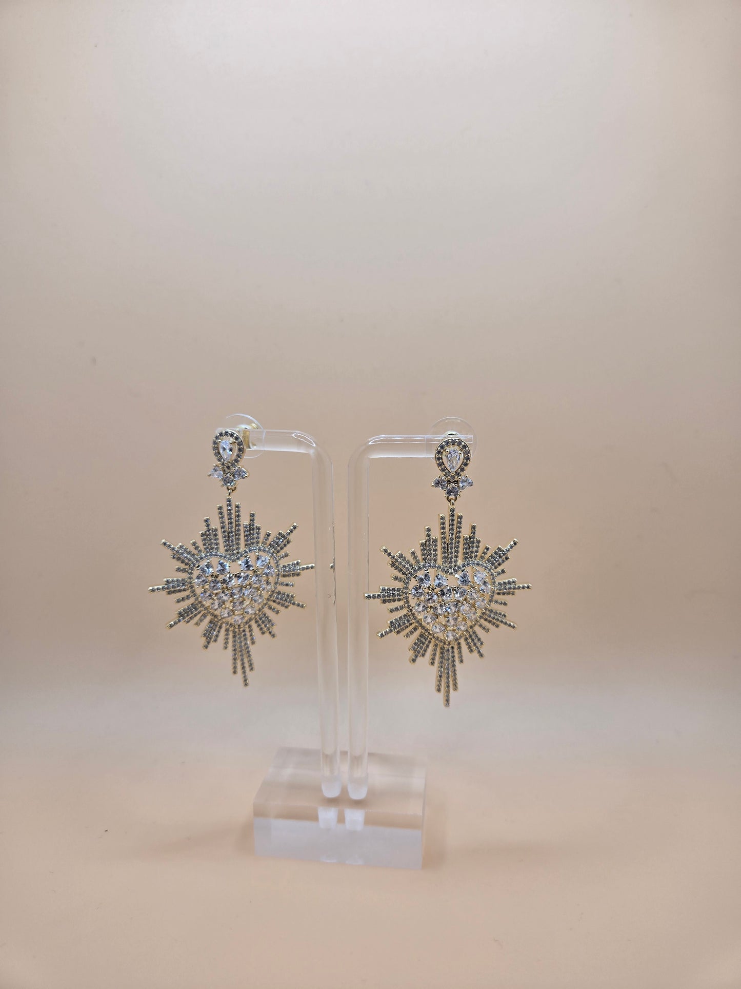 Luxury Heartburst Crystal Drop Earrings