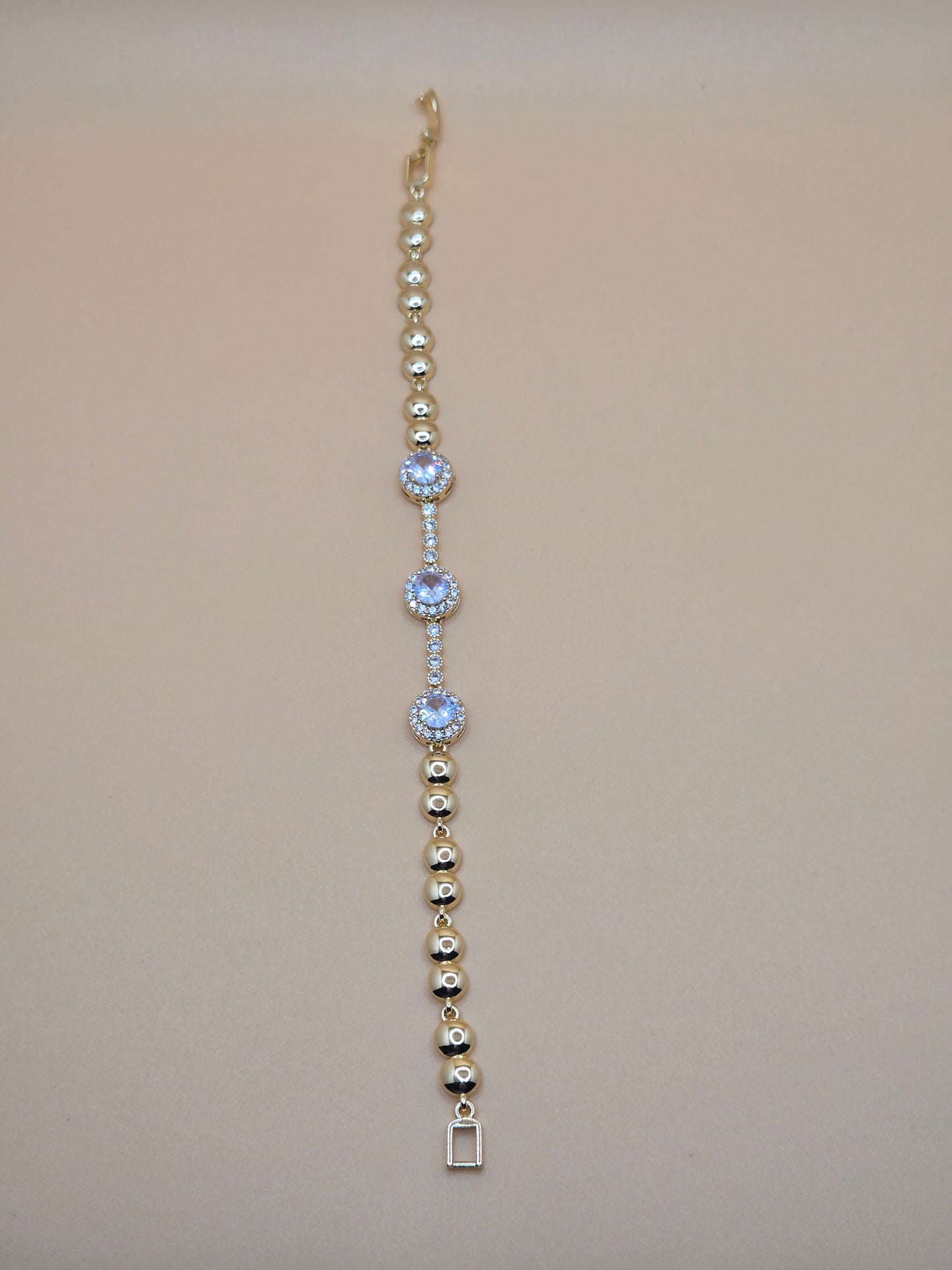 Gold Bead & Crystal Halo Bracelet