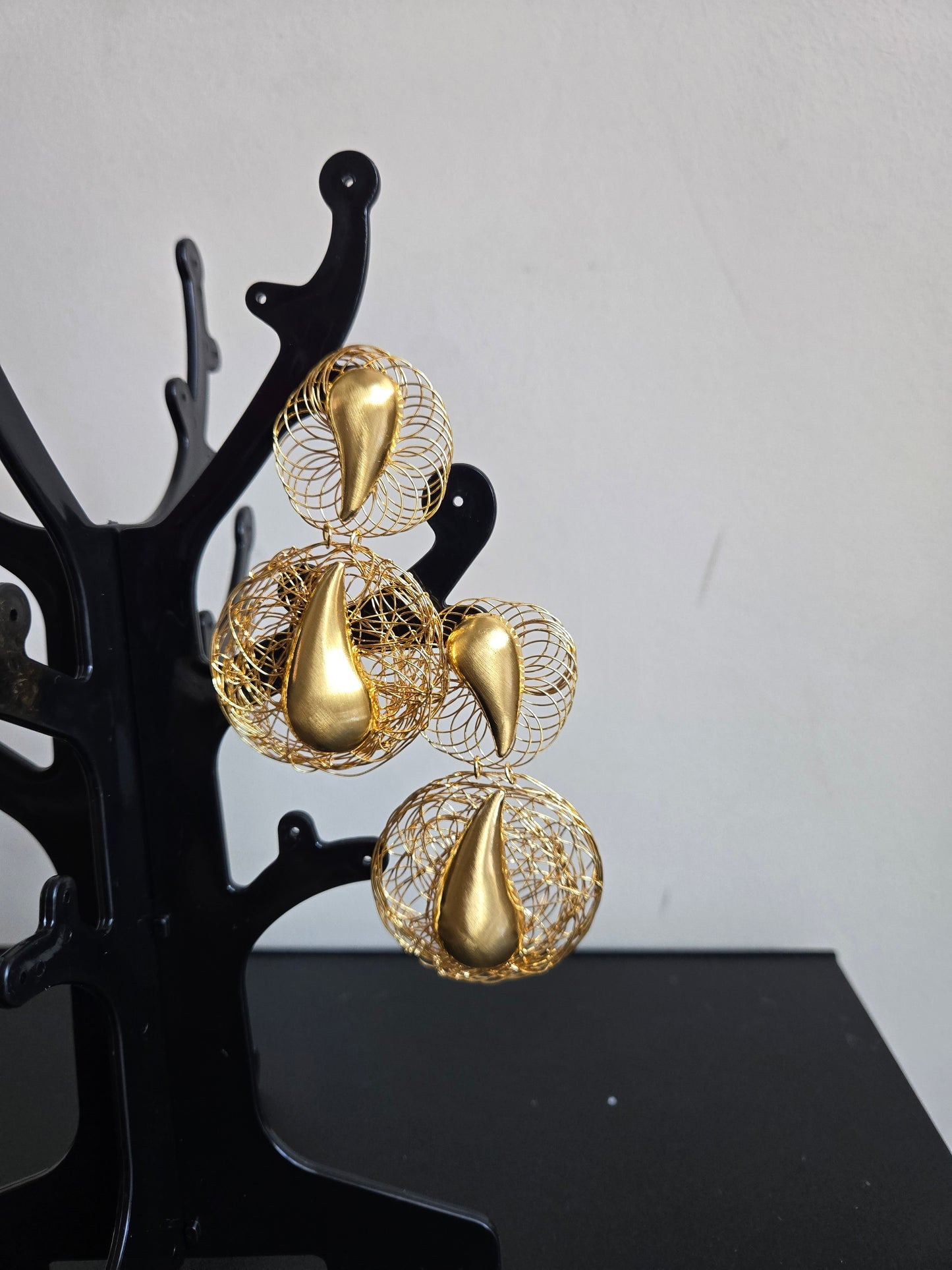 Gold Teardrop Spiral Earrings