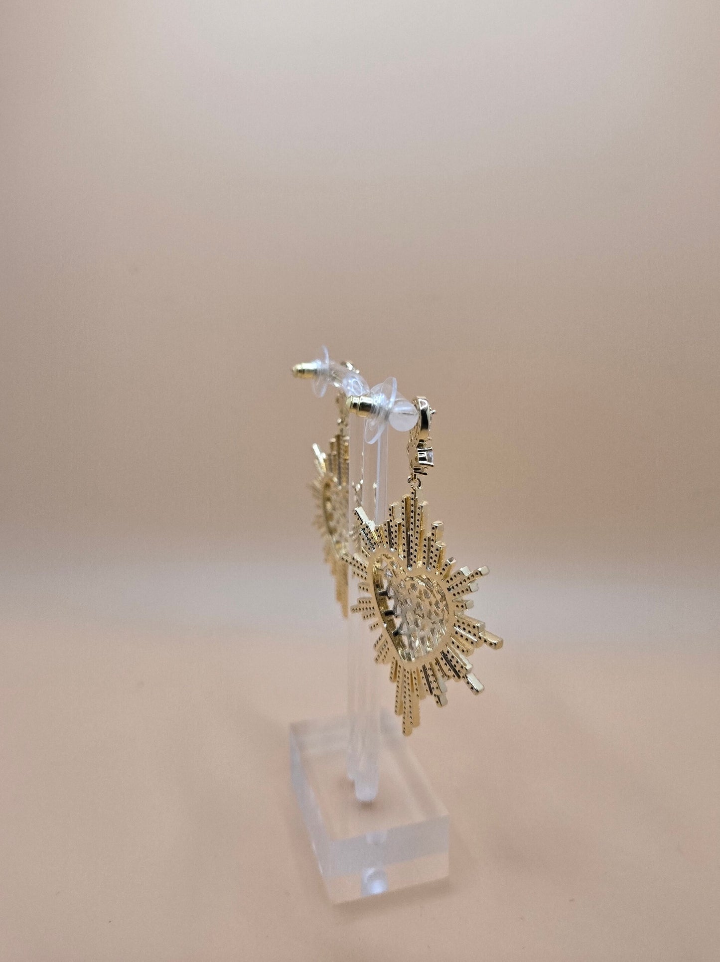 Luxury Heartburst Crystal Drop Earrings