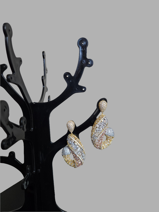 Tri-Tone Zirconia Earrings