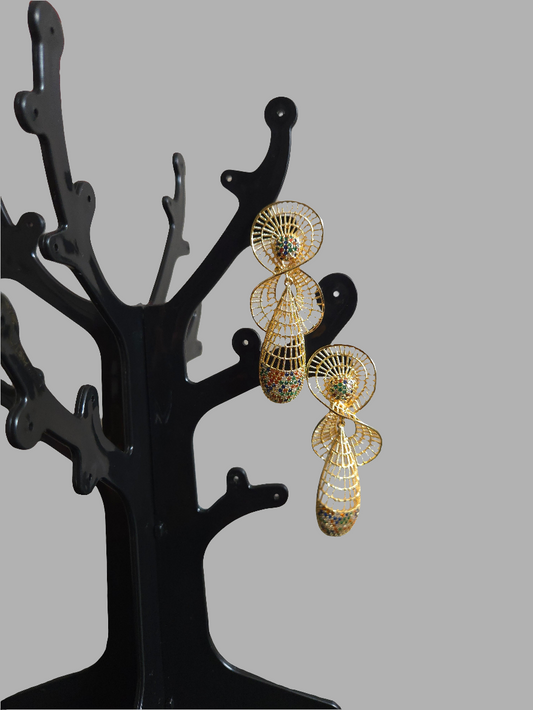 Gold Filigree Drop Earrings