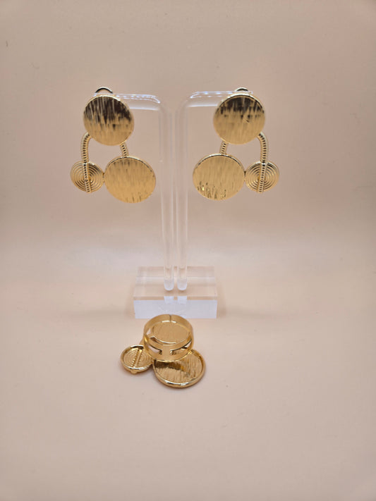 Non-tarnish Gold Earrings and adjustable Ring Set