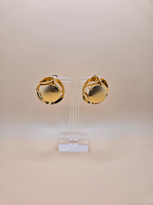 Modern Gold Statement Earrings – Bold Twisted Round Design for Women