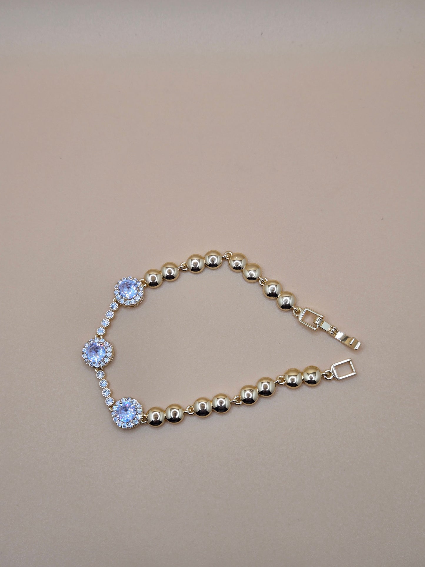 Gold Bead & Crystal Halo Bracelet