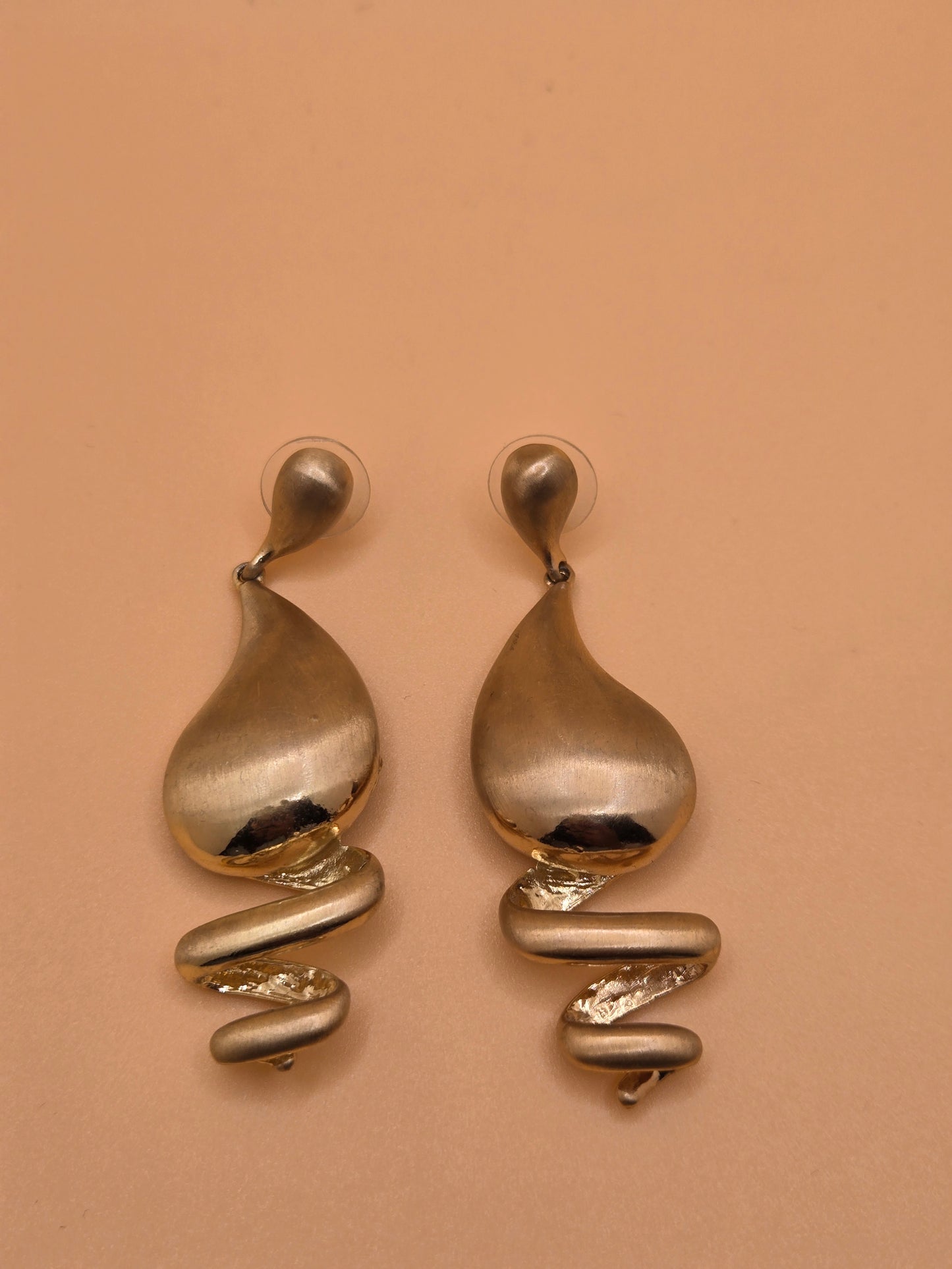 Gold Abstract Swirl Drop Earrings