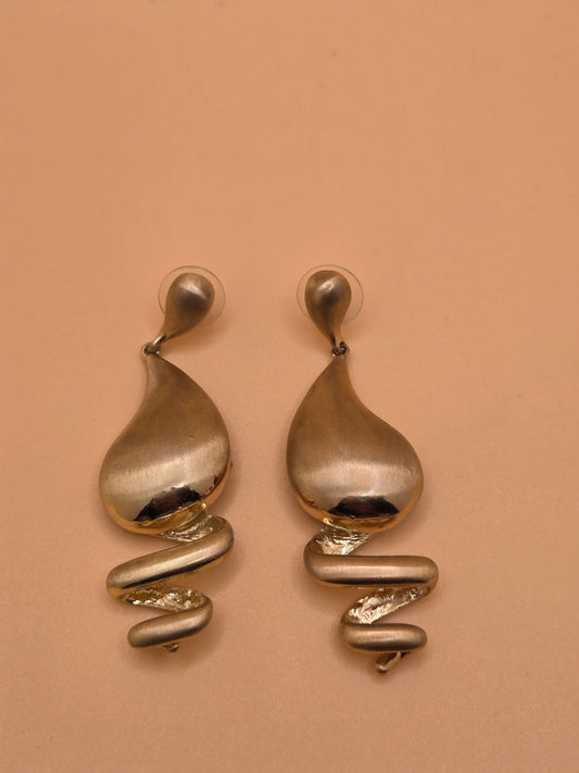 Gold Abstract Swirl Drop Earrings
