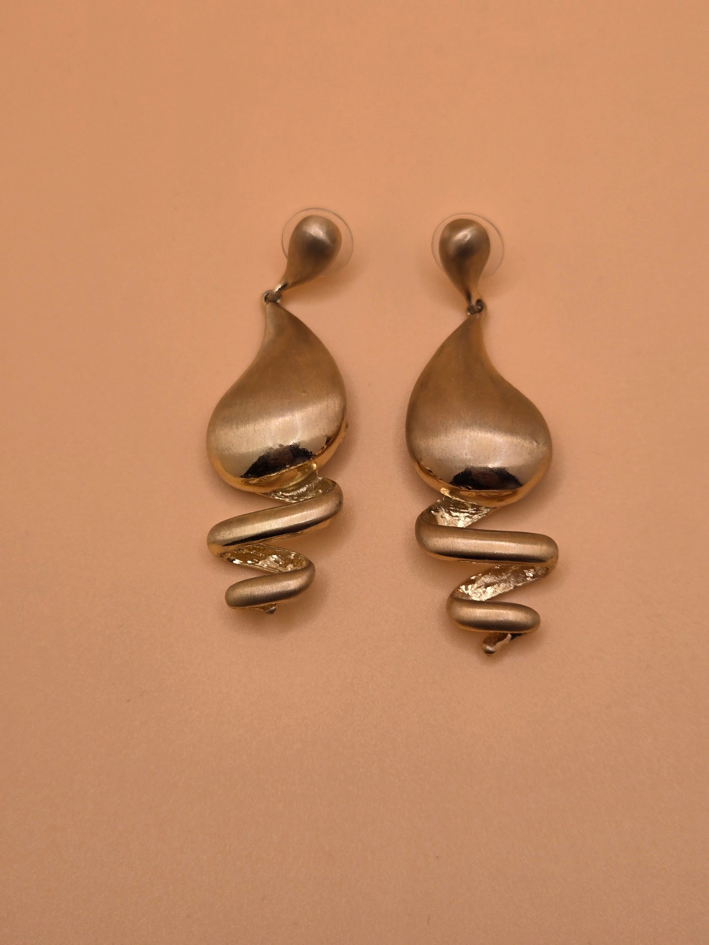 Gold Abstract Swirl Drop Earrings