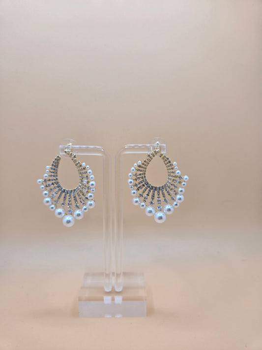 Crystal & Pearl Teardrop Earrings