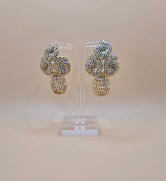 Sparkle Spiral Drop Zirconia Earrings